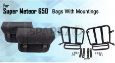 For Royal Enfield Super Meteor 650 Black Canvas Pannier bags with Mounting - SPAREZO